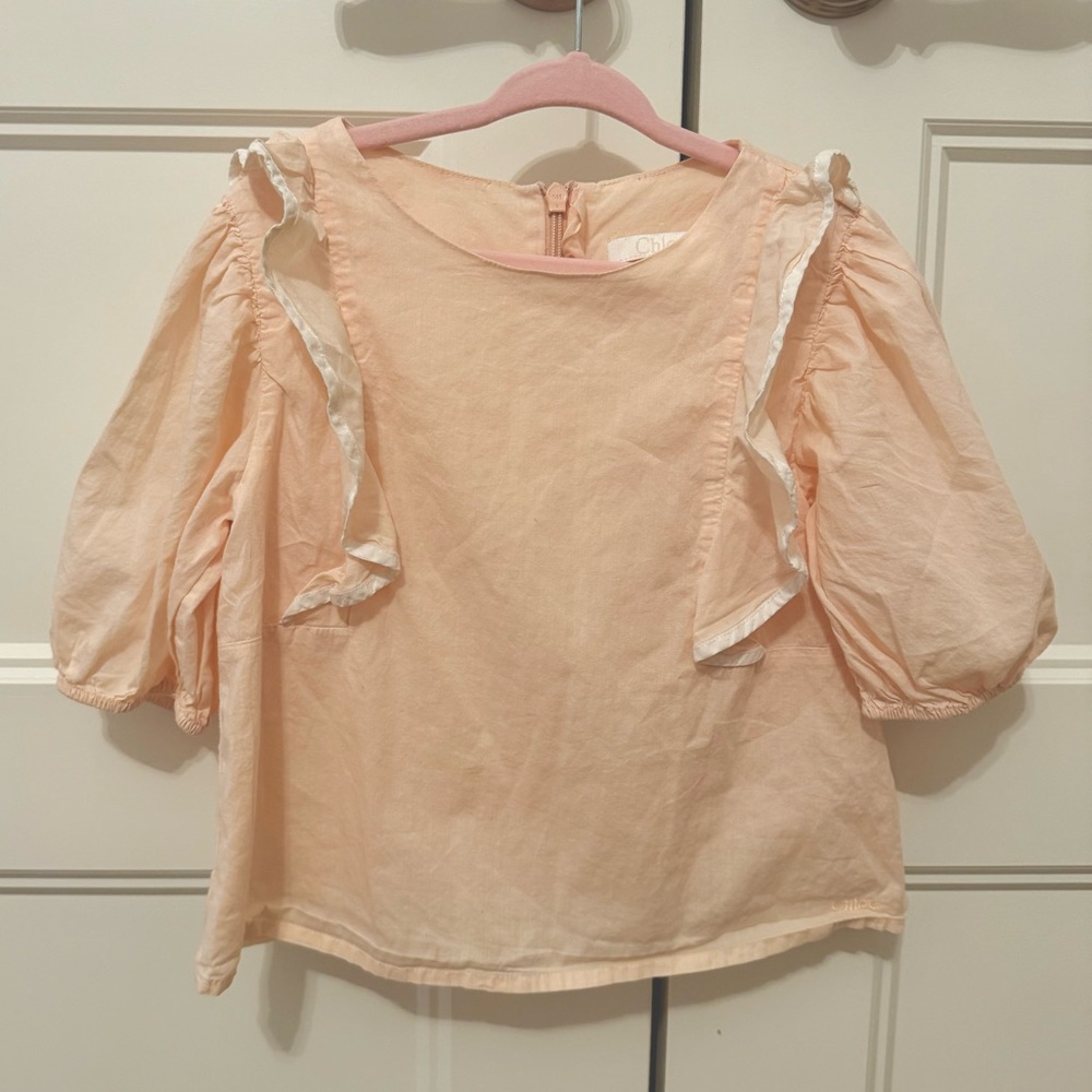 Peach Ruffle Sleeve Kids Top size 4 Chloé
